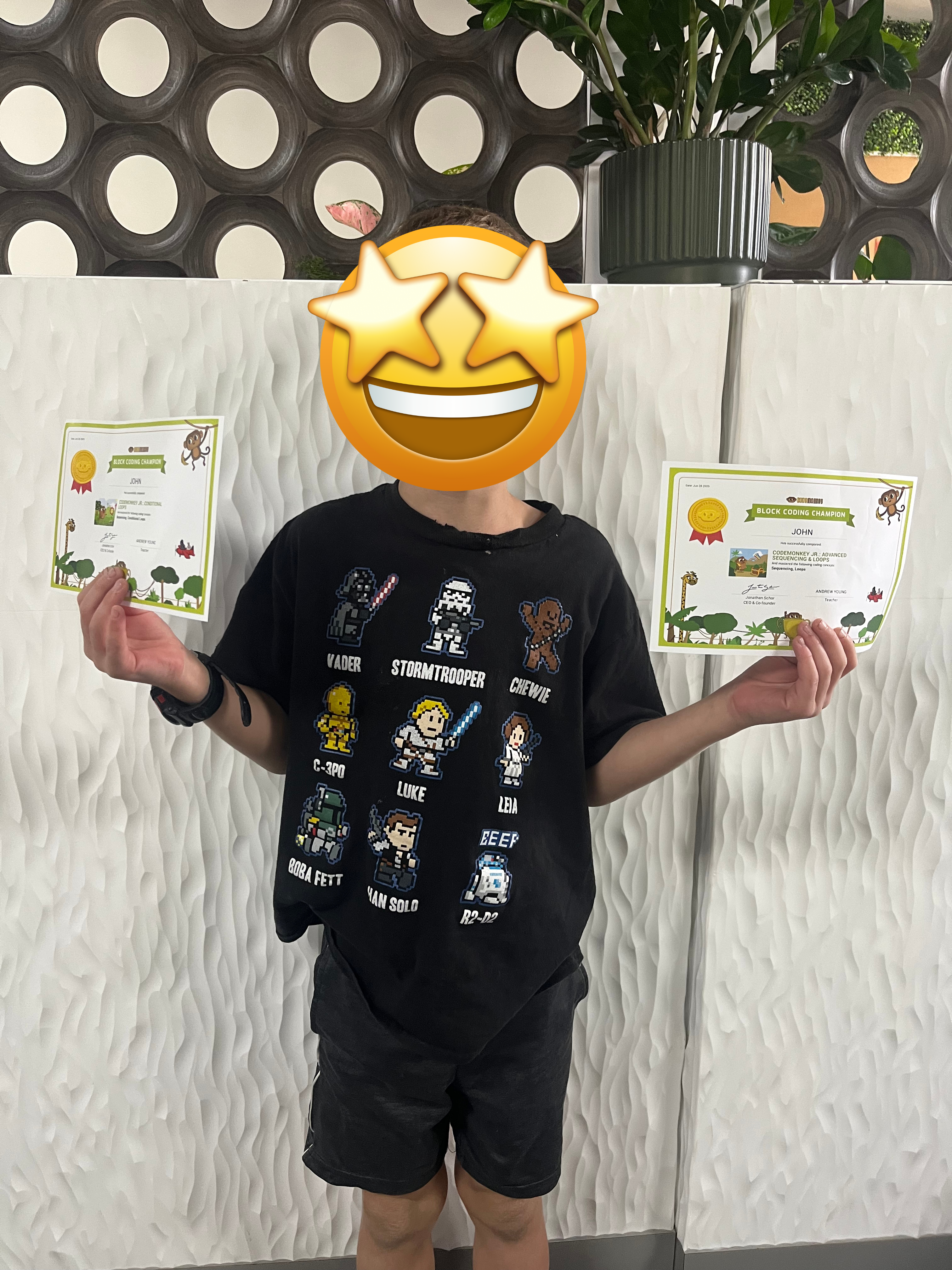 Student receiving a reward